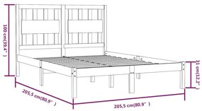 vidaXL Πλαίσιο Κρεβατιού Μαύρο 200 x 200 εκ. από Μασίφ Ξύλο Πεύκου