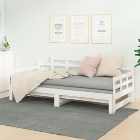 Καναπές Κρεβάτι Συρόμενος Λευκός 2x(90x200) εκ. από Μασίφ Πεύκο