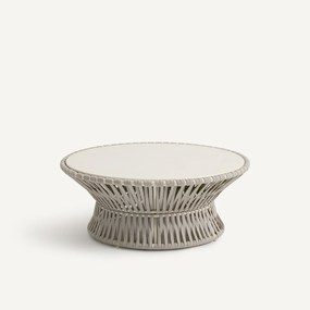 Χαμηλό τραπεζάκι κήπου με γυάλινη επιφάνεια, Leandra