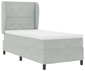 vidaXL Κρεβάτι Box Spring με Στρώμα Ανοιχτό Γκρι 100x200 εκ. Βελούδο