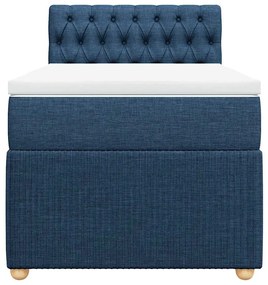 vidaXL Κρεβάτι Boxspring με Στρώμα Μπλε 100 x 200 εκ. Υφασμάτινο