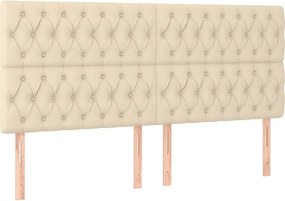 vidaXL Κρεβάτι Boxspring με Στρώμα Κρεμ 200x200 εκ. Υφασμάτινο
