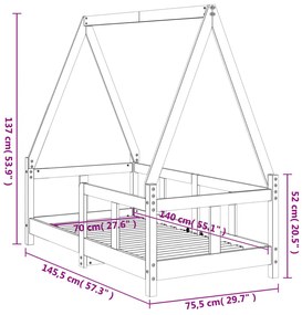 ΠΛΑΙΣΙΟ ΠΑΙΔΙΚΟΥ ΚΡΕΒΑΤΙΟΥ 70 X 140 ΕΚ. ΑΠΟ ΜΑΣΙΦ ΞΥΛΟ ΠΕΥΚΟΥ 834456