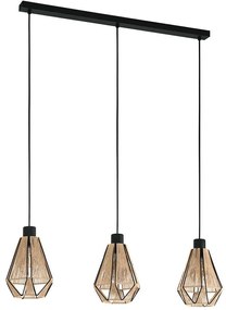 Φωτιστικό Οροφής - Ράγα Alderney 43777 87x14,5x110cm 3xΕ27 40W Black-Natural Eglo Steel,Fabric