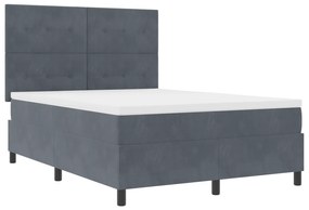 vidaXL Κρεβάτι με Στρώμα & LED Σκούρο Γκρι 160x200 εκ Βελούδο