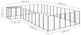 vidaXL Σπιτάκι Σκύλου Μαύρο 19,36 μ² Ατσάλινο