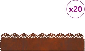 vidaXL Περιγράμματα γκαζόν 20 pcs 103 x 0,05 x 22 εκ Σκ rusty