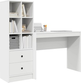 vidaXL Γραφείο με συρτάρι με ράφι με αποθήκευση 2 pcs Λευκό