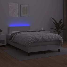 vidaXL Κρεβάτι Boxspring με Στρώμα &amp; LED Λευκό 120x190 εκ. Συνθ. Δέρμα