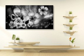 Εικόνα λουλουδιών φαντασίας σε μαύρο & άσπρο - 100x50