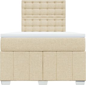 vidaXL Κρεβάτι Boxspring με Στρώμα Κρεμ 120x200 εκ. Υφασμάτινο