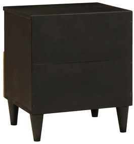 vidaXL Κομοδίνο Μαύρο και Χρυσό 40 x 33 x 46 εκ. Μασίφ ξύλο μάνγκο