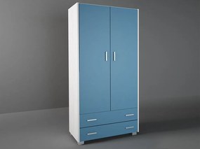 Intrahome Ντουλάπα δίφυλλη σε χρώμα λευκό ρουστίκ-σιέλ 85x50x180 Intrahomesa-00652202