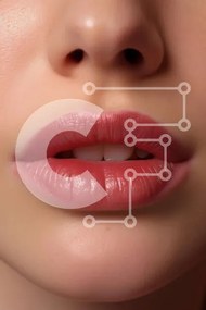 Intra Συλλεκτικό Ξύλινο Παζλ Plywood 4mm - Κοντινό πλάνο με ροζ περιποιημένα χείλη Σε Ξύλινο Κουτί - Διαστάσεις Puzzle: 10x10 cm – 25 κομμάτια