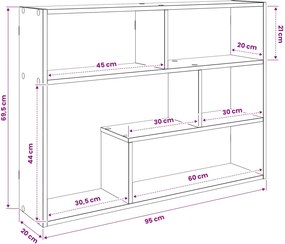 vidaXL Ράφι Τοίχου Επιτοίχιο Καφέ 95 x 20 x 69,5 εκ.