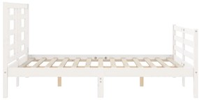 vidaXL Πλαίσιο Κρεβατιού με Κεφαλάρι Λευκό Μασίφ Ξύλο Small Double