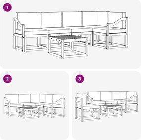 vidaXL Σειρά Καναπέ Εξωτερικού με μαξιλάρι 6 pcs Λευκό και Μπεζ