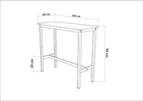 Τραπέζι Μπαρ Μαύρο GEFIMON 100x40x90