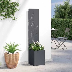 vidaXL Οθόνη Ιδιωτικότητας Κήπου Floral Ανθρακί 32 x 140 εκ.