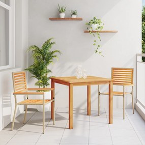 vidaXL 3 Piece Garden Dining Set Beige Poly Rattan Acacia