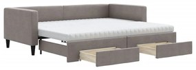 vidaXL Καναπές Κρεβάτι Συρόμενος Taupe 90x200 εκ. Ύφασμα & Συρτάρια