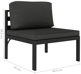vidaXL Σαλόνι Κήπου 6 Τεμαχίων Ανθρακί Αλουμινίου με Μαξιλάρια