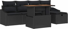vidaXL Σετ Καναπέ Κήπου 6 pcs Μαύρο συνθετικό ρατάν