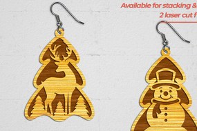 Σετ των 3 Intra απο ξύλο plywood 3mm-4mm πάχος - Χριστουγεννιάτικα Σκουλαρίκια 5 - Cut File Δίασταση 3x3 cm INTRAFABR-112376010