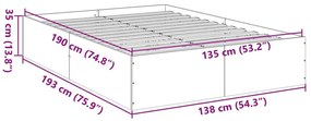 Πλαίσιο Κρεβατιού Γκρι Σκυροδέματος 135x190 εκ. Επεξεργ. Ξύλο - Γκρι