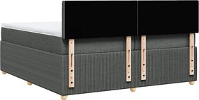 vidaXL Κρεβάτι Boxspring με Στρώμα Σκούρο Γκρι 200x200 εκ. Υφασμάτινο