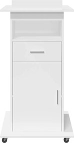 vidaXL Αναλόγιο με Ροδάκια &amp; Συρτάρι Λευκό 55x55x107 εκ. Επεξ. Ξύλο