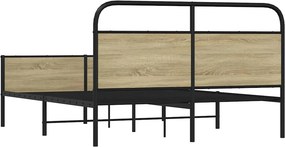 vidaXL Σκελετός Κρεβ. Χωρίς Στρώμα Sonoma Δρυς 150x200 εκ. Μεταλλικό