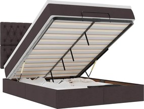 vidaXL Οθωμανικό κρεβάτι με στρώμα σκούρο καφέ 140x190cm ύφασμα