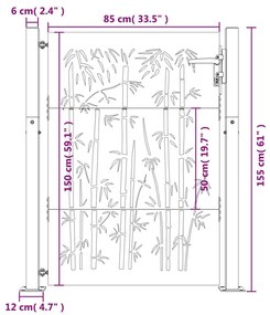 Πύλη Κήπου με Σχέδιο Μπαμπού 105 x 155 εκ. από Ατσάλι Corten - Καφέ