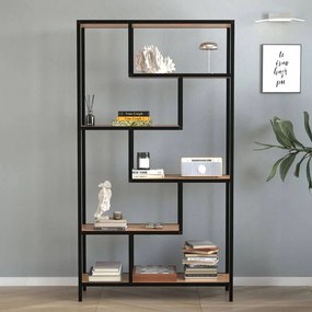 Βιβλιοθήκη Larissa Megapap χρώμα μαύρο - pine oak 90x30x159εκ.
