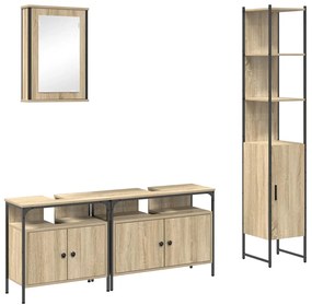 vidaXL Σετ Επίπλων Μπάνιου 4 pcs Sonoma Δρυς 33 x 33 x 185.5 εκ