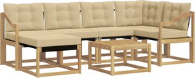vidaXL Σειρά Καναπέ Εξωτερικού με μαξιλάρι 7 pcs Λευκό και Μπεζ