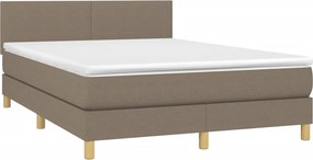 vidaXL Κρεβάτι Boxspring με Στρώμα Taupe 140x200 εκ. Υφασμάτινο