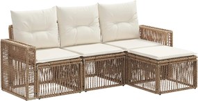 vidaXL Σετ Καναπέ Κήπου 4 pcs Μπεζ και Κρέμ συνθετικό ρατάν