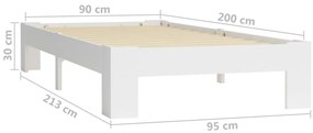 vidaXL Πλαίσιο Κρεβατιού Λευκό 90 x 200 εκ. από Μασίφ Ξύλο Πεύκου