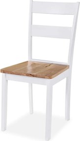 vidaXL Σετ Τραπεζαρίας 5 τεμ. Λευκό από MDF και Ξύλο Καουτσουκόδεντρου