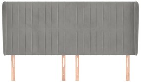 Κεφαλάρι με Πτερύγια Ανοιχτό Γκρι 163x23x118/128 εκ. Βελούδινο - Γκρι