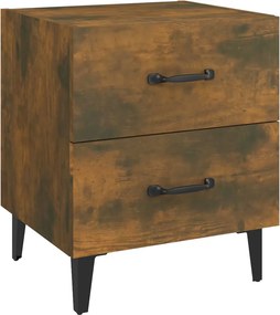 vidaXL Κομοδίνα 2 τεμ. Καπνιστή Δρυς 40 x 35 x 47,5 εκ.