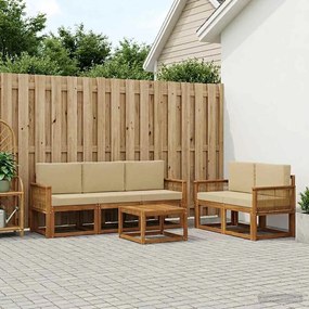 vidaXL Σειρά Καναπέ Εξωτερικού 6 pcs Φυσικό και Μπεζ Πολυεστέρας