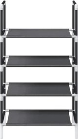 vidaXL Ράφι παπουτσιών 4 επιπέδων μαύρο 44x28x77 cm μη υφασμένο ύφασμα
