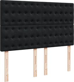 vidaXL Κρεβάτι Boxspring με Στρώμα Μαύρο 160x200 εκ. Βελούδινο