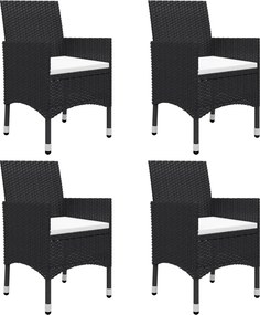 vidaXL Σετ Τραπεζαρίας Κήπου 7 Τεμαχίων Μαύρο