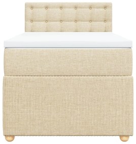 vidaXL Κρεβάτι Boxspring με Στρώμα Κρεμ 80 x 200 εκ. Υφασμάτινο