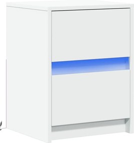 vidaXL Κομοδίνο με Φώτα LED Λευκό από Επεξεργασμένο ξύλο