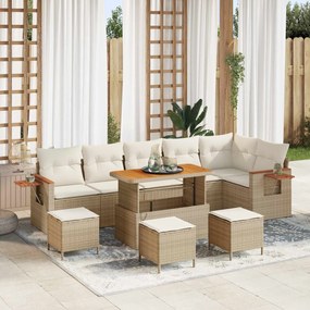 vidaXL Σετ Καναπέ Κήπου 10 pcs Μπεζ συνθετικό ρατάν